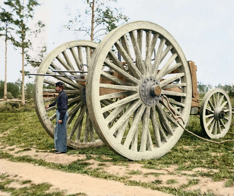 A sling cart at Drewry's Bluff, Virginia during the American Civil war in 1865 COLOR