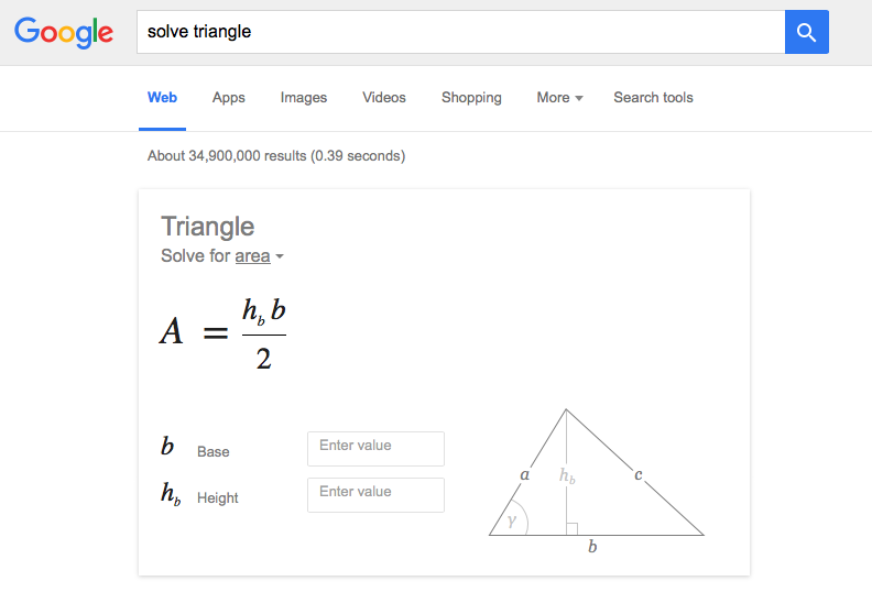 Google Hacks Solve Triangle