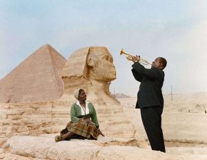 Louis and Lucille Armstrong at the Sphinx in January of 1961 COLOR