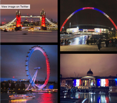 Tower Bridge, Wembley Stadium, the London Eye and the National Gallery in London, England Paris COlors